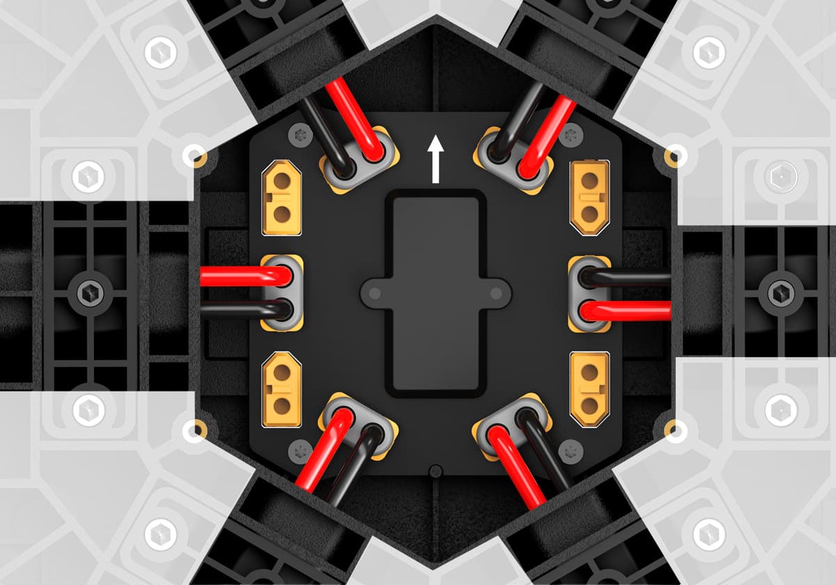 A centralized power source with separate signal and power connections.